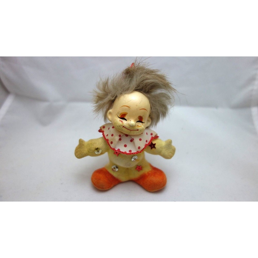 Vintage Josef Originals Clown Figurine Flocked Finish - Cute and Scarce